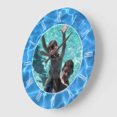 アクアブルースイミングプールサマーバケーションフォト ラージ壁時計 (傾斜)