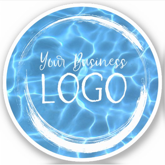 アクアブルースイミングプールビジネスロゴサークル シール (正面)
