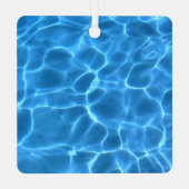 アクアブルースイミングプールフォトモノグラムの メタルオーナメント (裏面)