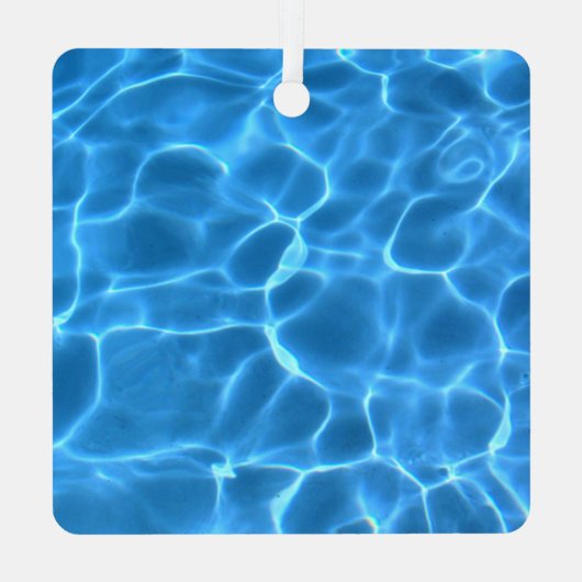 アクアブルースイミングプールフォトモノグラムの メタルオーナメント (裏面)