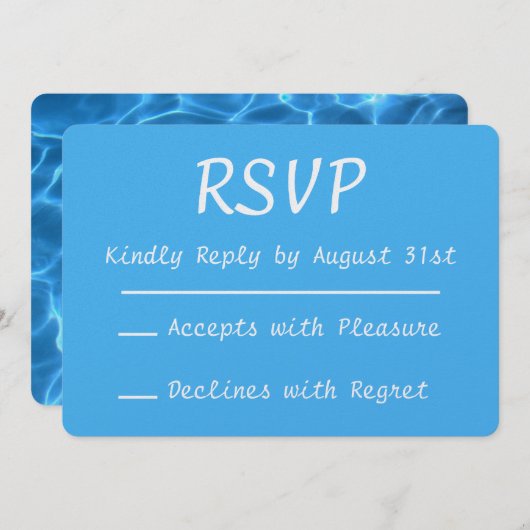 アクアブルースイミングプールフォトRSVP 招待状 (正面/裏面)