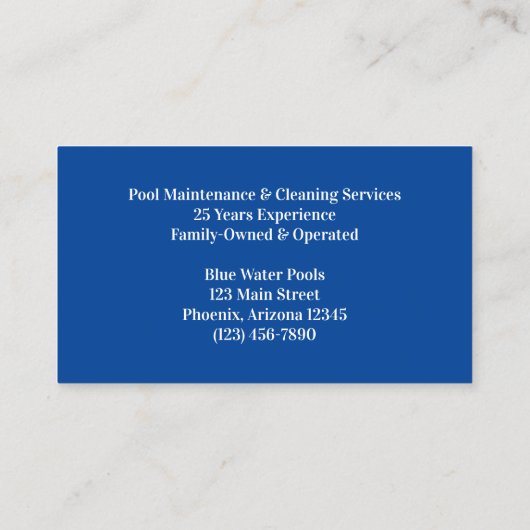 アクアブルースイミングプール写真 名刺 (裏面)