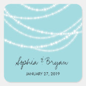 アクアブルースタイリッシュラきらめくイツクラス結婚ズ スクエアシール (正面)