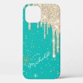 アクアブルースタースパークルシルバーグリッタードリップ Case-Mate iPhoneケース (裏面)