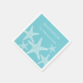 アクアブルースターフィッシュコースタルビーチハウスファミリー スタンダードカクテルナプキン (角)