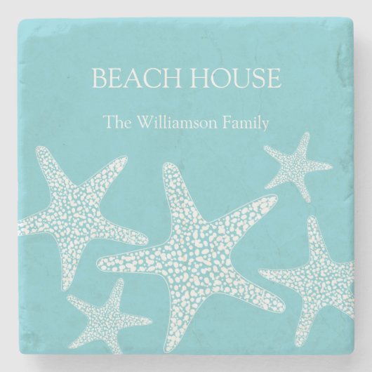 アクアブルースターフィッシュコースタルビーチハウスファミリー ストーンコースター (正面)