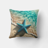 アクアブルースターフィッシュシーシェルトロピカルビーチ海 クッション (裏面)