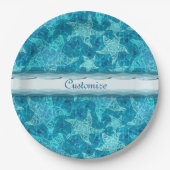 アクアブルースターフィッシュパターン紙プレート ペーパープレート (正面)