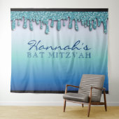 アクアブルースパークルドリッピードリップバルミツワー背景 タペストリー (インサイチュ(横))