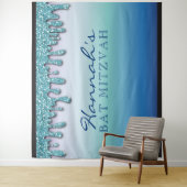 アクアブルースパークルドリッピードリップバルミツワー背景 タペストリー (インサイチュ)