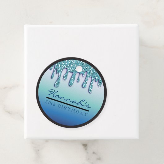 アクアブルースパークルドリッピードリップバースデーパーティーギフト フェイバータグ (インサイチュ)