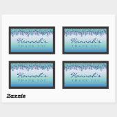 アクアブルースパークルドリッピードリップベイビーシャワーステッカー 長方形シール (シート)