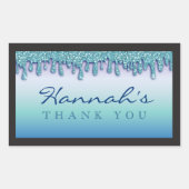 アクアブルースパークルドリッピードリップベビーシャワーステッカー 長方形シール (正面)