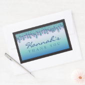 アクアブルースパークルドリッピードリップベビーシャワーステッカー 長方形シール (封筒)