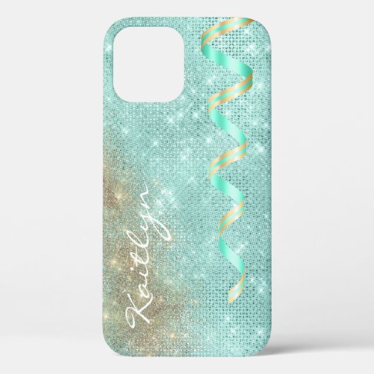 アクアブルースパークルリボングラム Case-Mate iPhoneケース (裏面)