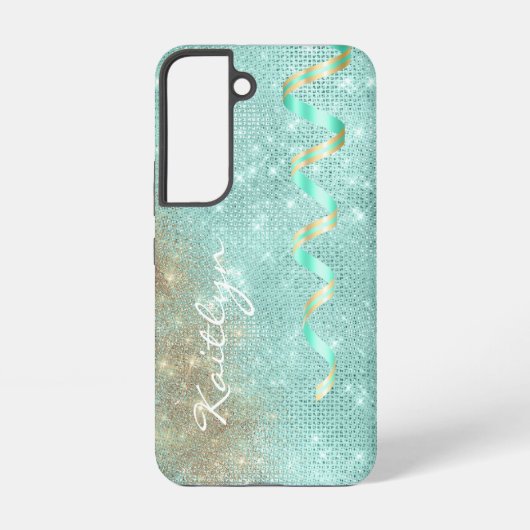アクアブルースパークルリボングラム SAMSUNG GALAXYケース (裏面)