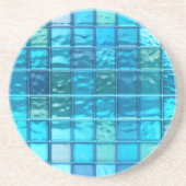 アクアブルース半透明タイル状ルック コースター (正面)