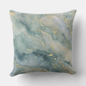 アクアブルーセージグリーン金ゴールド抽象芸術プリント クッション (裏面)