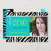 アクアブルーゼブラグラージェントフォト招待状 招待状 (正面/裏面)