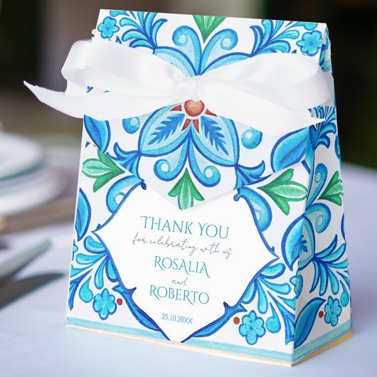 アクアブルータラベラモノグラムのタ結婚イル フェイバーボックス