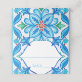 アクアブルータラベラモノグラムのタ結婚イル プレイスカード (外部開封)