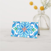 アクアブルータラベラモノグラムのタ結婚イル プレイスカード (裏面)