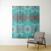 アクアブルーターコイズとグレー動揺して抽象芸術 タペストリー (インサイチュ)