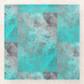 アクアブルーターコイズアンドグレ動揺してー ガラスコースター (正面)