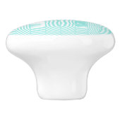 アクアブルーターコイズティール(緑がかった色)ホワイトシェブロン セラミックノブ (側面)