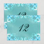 アクアブルーターコイズフローラテーブル番号カード ポストカード (正面/裏面)