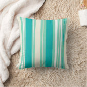 アクアブルーターコイズホワイトモダンストライプパターン クッション (ブランケット)