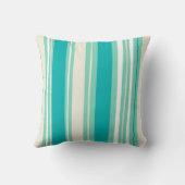 アクアブルーターコイズホワイトモダンストライプパターン クッション (裏面)