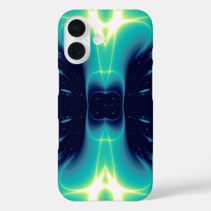 アクアブルーターコイズ白色光波 iPhone 16ケース