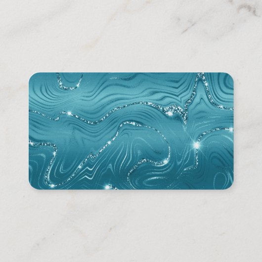 アクアブルーターコイズ結婚大理石の表番号 プレイスカード (裏面)