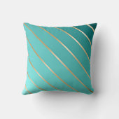 アクアブルーターコイズ&金ゴールドアストライプントレグラデーションント クッション (裏面)