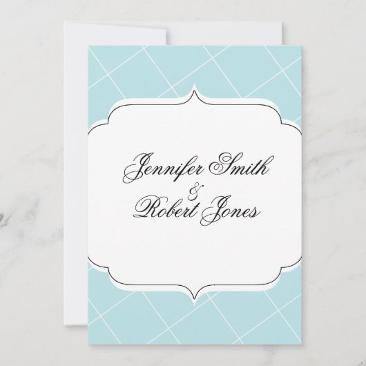 アクアブルーダイアモンドホタテ結婚式招待状 招待状 (正面)