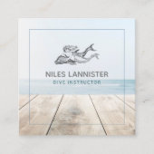 アクアブルーダイブインストラクターマーメイドドルフィン スクエア名刺 (正面)