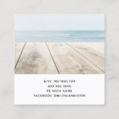 アクアブルーダイブインストラクターマーメイドドルフィン スクエア名刺 (裏面)