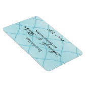 アクアブルーダイヤモンドパターンウェディング日付を保存 マグネット (右側)