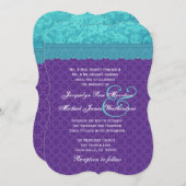 アクアブルーダマスクとパープルズ結婚テンプレートA06 招待状 (正面/裏面)
