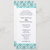 アクアブルーダマスクスワーズ結婚式招待状 招待状 (正面/裏面)