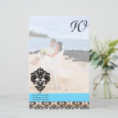 アクアブルーダマスクモノグラム結婚ズ 便箋 (スタンド正面)