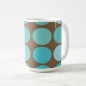アクアブルーティール(緑がかった色)とブラウンドットのパタモダンーン コーヒーマグカップ (正面右)