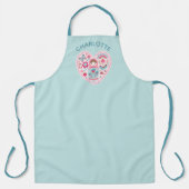 アクアブルーティール（緑がかった色）キッモダンチガーリーン エプロン (正面)