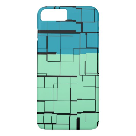 アクアブルーティール(緑がかった色)グリーンパタモダンーン Case-Mate iPhoneケース (裏面)
