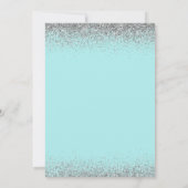 アクアブルーティール(緑がかった色)シルバーグリッターブライダルシャワー 招待状 (裏面)