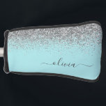 アクアブルーティール（緑がかった色）シルバーグリッターモノグラム ゴルフヘッドカバー<br><div class="desc">アクアブルー – ティール（緑がかった色）と銀スパークルグリッタースクリプトモノグラム名ゴルフパターカバー。これは、最高の甘い16歳の誕生日、結婚ブライダルシャワー、記念日、赤ちゃんシャワーまたはバチェロレッテギフトを作る誰かがグラームの豪華さとシックなスタイルを愛する。</div>