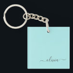 アクアブルーティール（緑がかった色）スモダンクリプトガーリーモノグラム名 キーホルダー<br><div class="desc">アクアブルーティール（緑がかった色）シンプルスクリプトモノグラム名キーチェーン。これは、最高の甘い16歳の誕生日、結婚ブライダルシャワー、記念日、赤ちゃんシャワーまたはバチェロレッテギフトを作る誰かがグラームの豪華さとシックなスタイルを愛する。</div>
