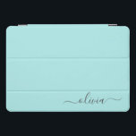 アクアブルーティール（緑がかった色）スモダンクリプトガーリーモノグラム名 iPad PROカバー<br><div class="desc">アクアブルーティール（緑がかった色）シンプルスクリプトモノグラム名ノートパソコンケース。これは、最高の甘い16歳の誕生日、結婚ブライダルシャワー、記念日、赤ちゃんシャワーまたはバチェロレッテギフトを作る誰かがグラームの豪華さとシックなスタイルを愛する。</div>