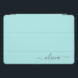 アクアブルーティール（緑がかった色）スモダンクリプトガーリーモノグラム名 iPad PROカバー<br><div class="desc">アクアブルーティール（緑がかった色）シンプルスクリプトモノグラム名ノートパソコンケース。これは、最高の甘い16歳の誕生日、結婚ブライダルシャワー、記念日、赤ちゃんシャワーまたはバチェロレッテギフトを作る誰かがグラームの豪華さとシックなスタイルを愛する。</div>